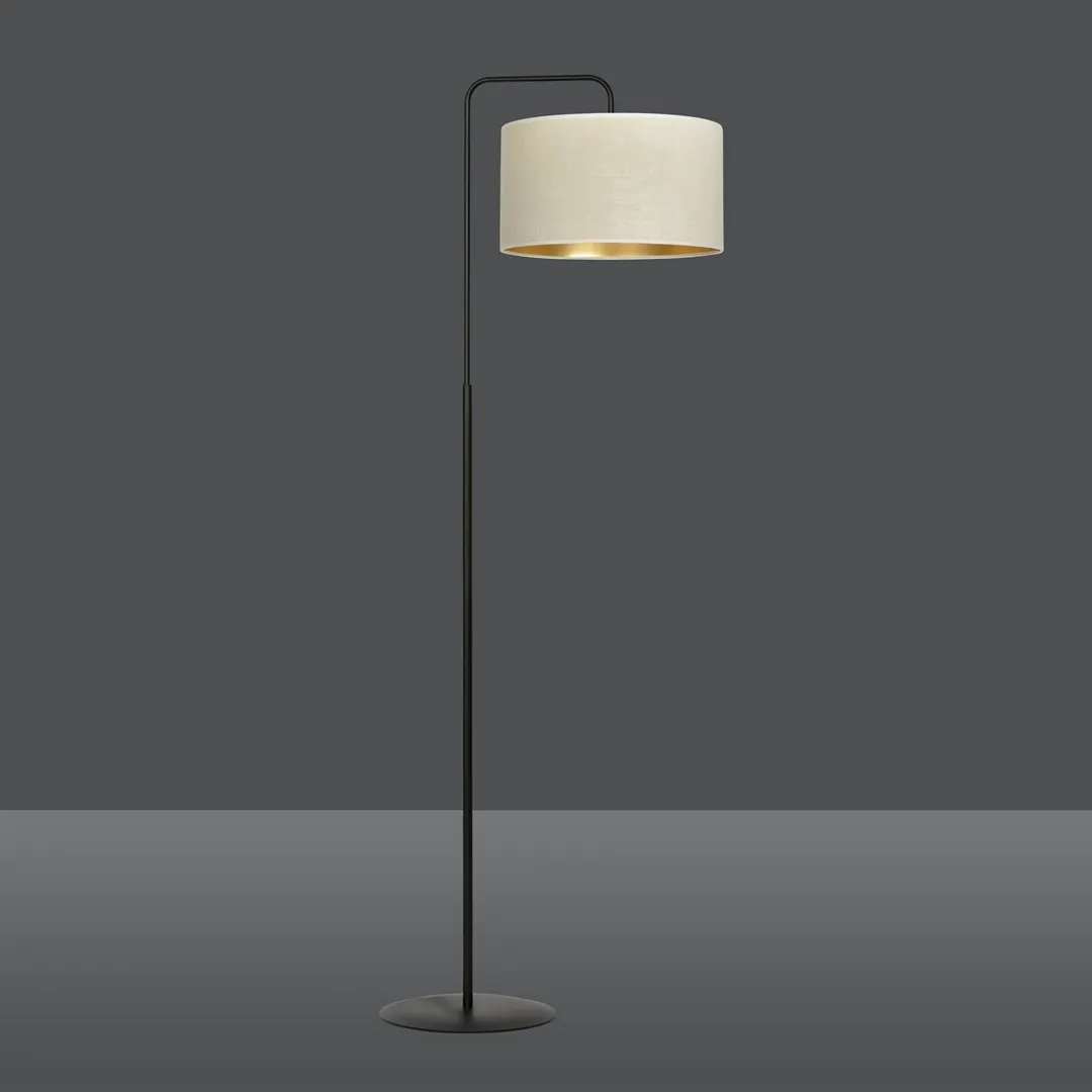 Lampa stojąca HILDE 150 cm czarno-beżowa metalowa - 1052/LP1