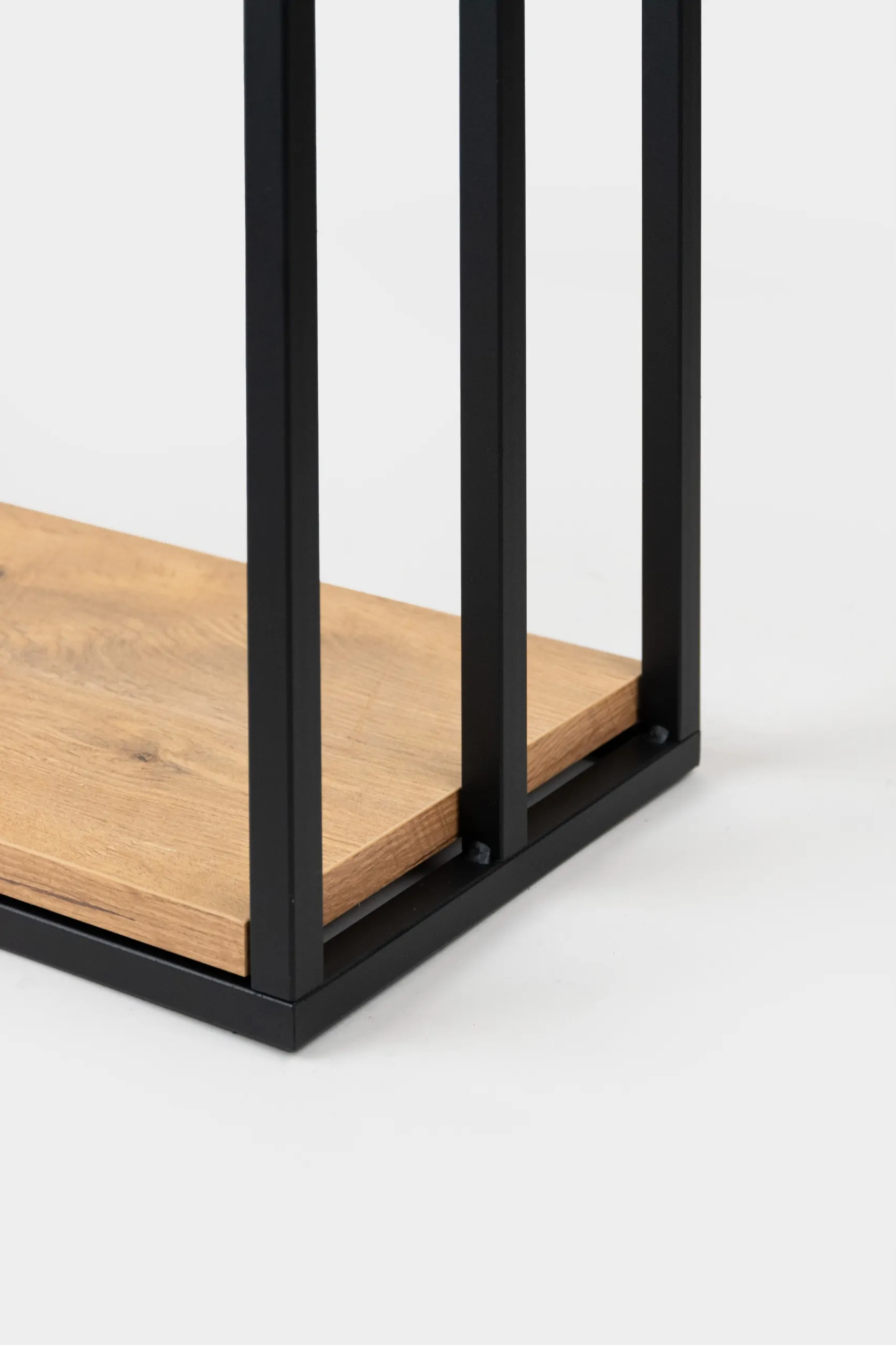 Wieszak na ręczniki metalowy CLECY 50x23x92 czarny efekt drewna - LD_TZ000382