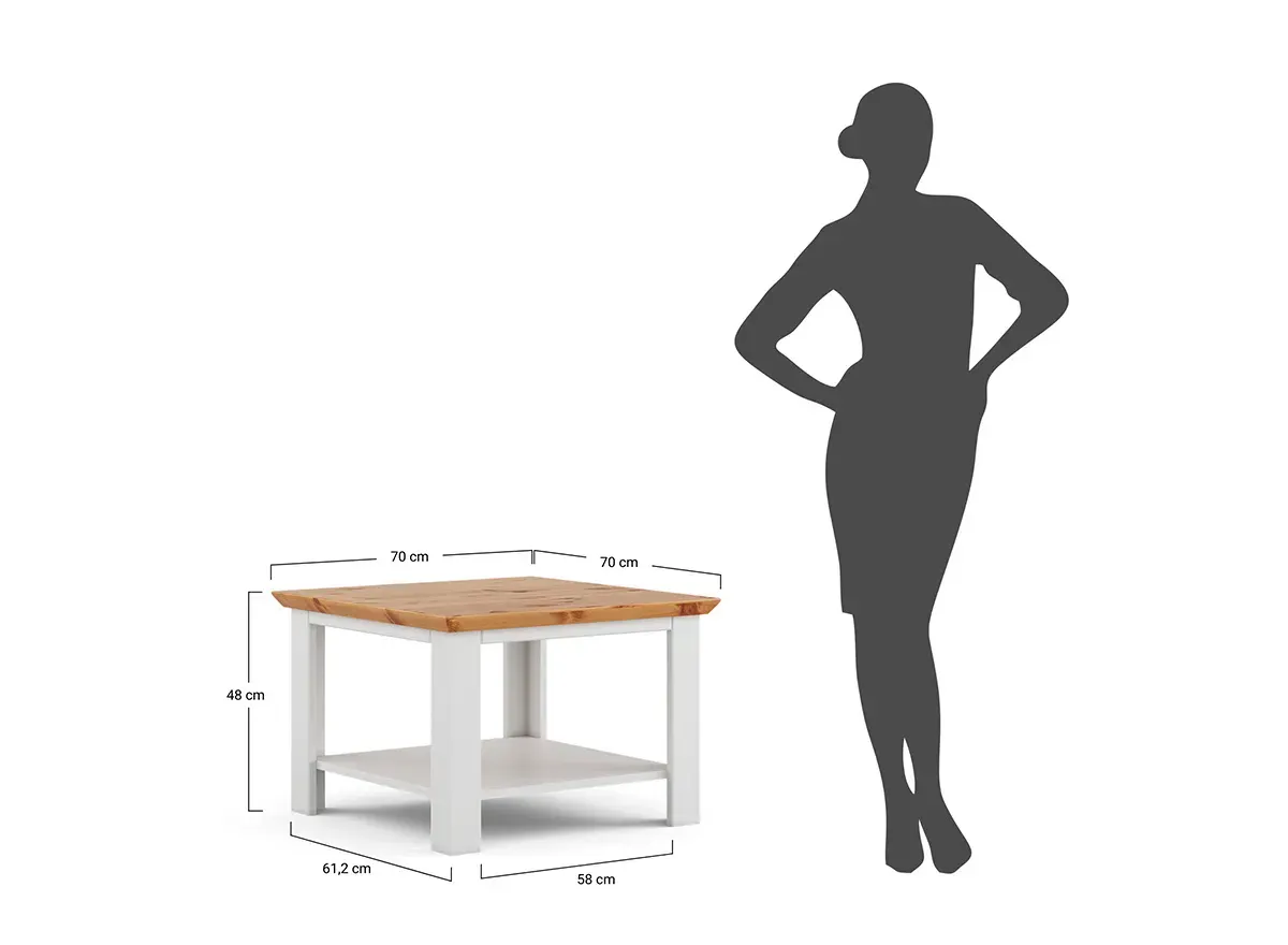 Stoik kawowy z półką MARONE ELITE 70x70 popielaty - PLMEL15/S