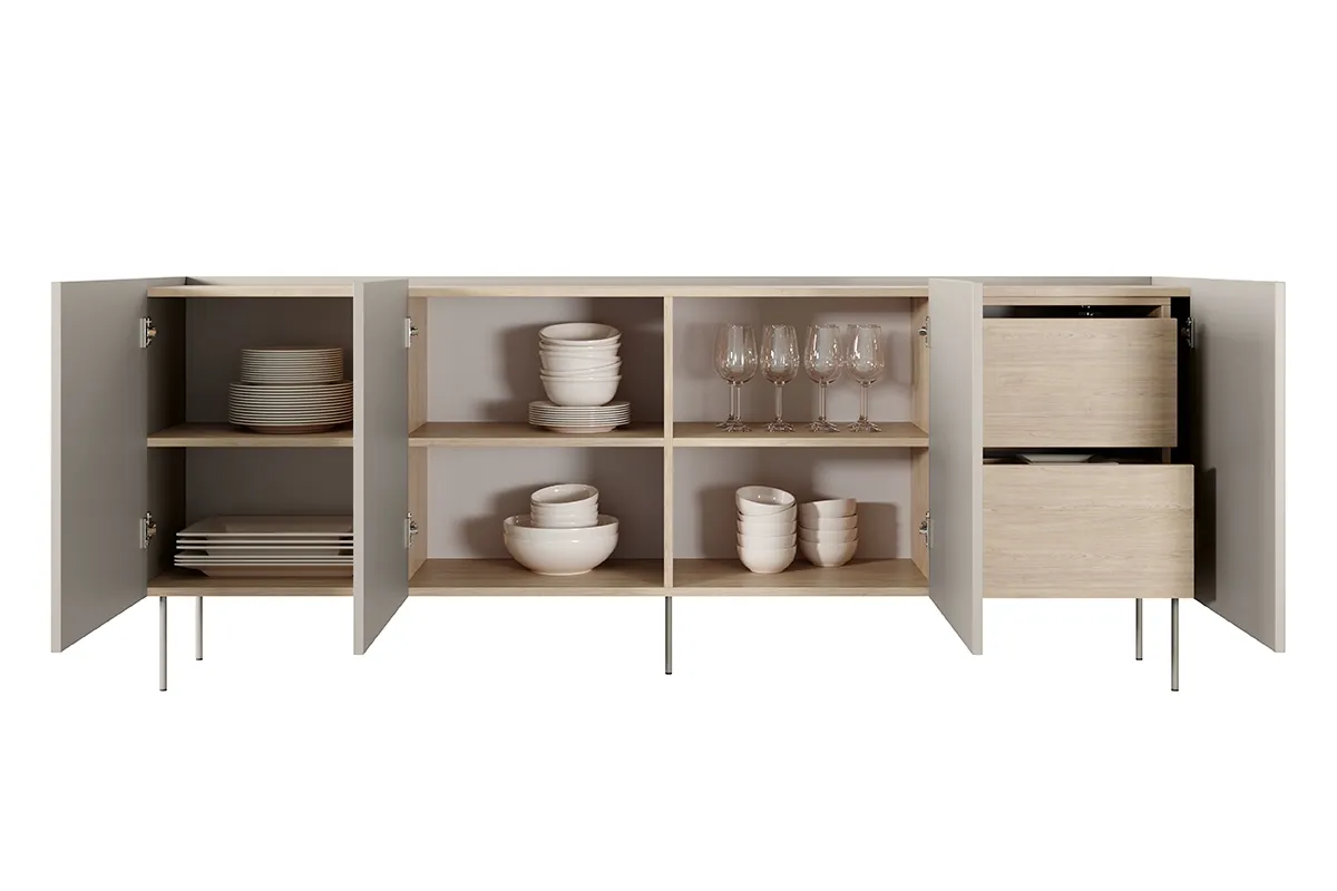 Komoda DESIN 220 z 2 szufladami - kremowa - dąb nagano - B_149000