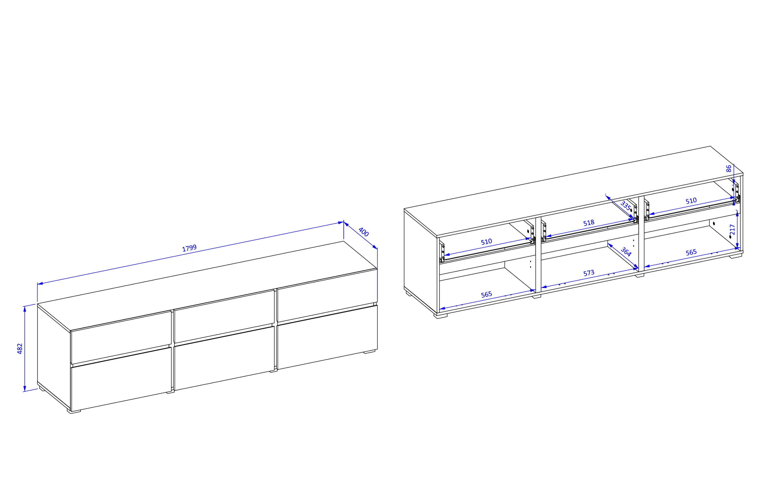 Szafka RTV 3-drzwiowa z szufladami CROSS 180 cm zielona - 24GWMY41