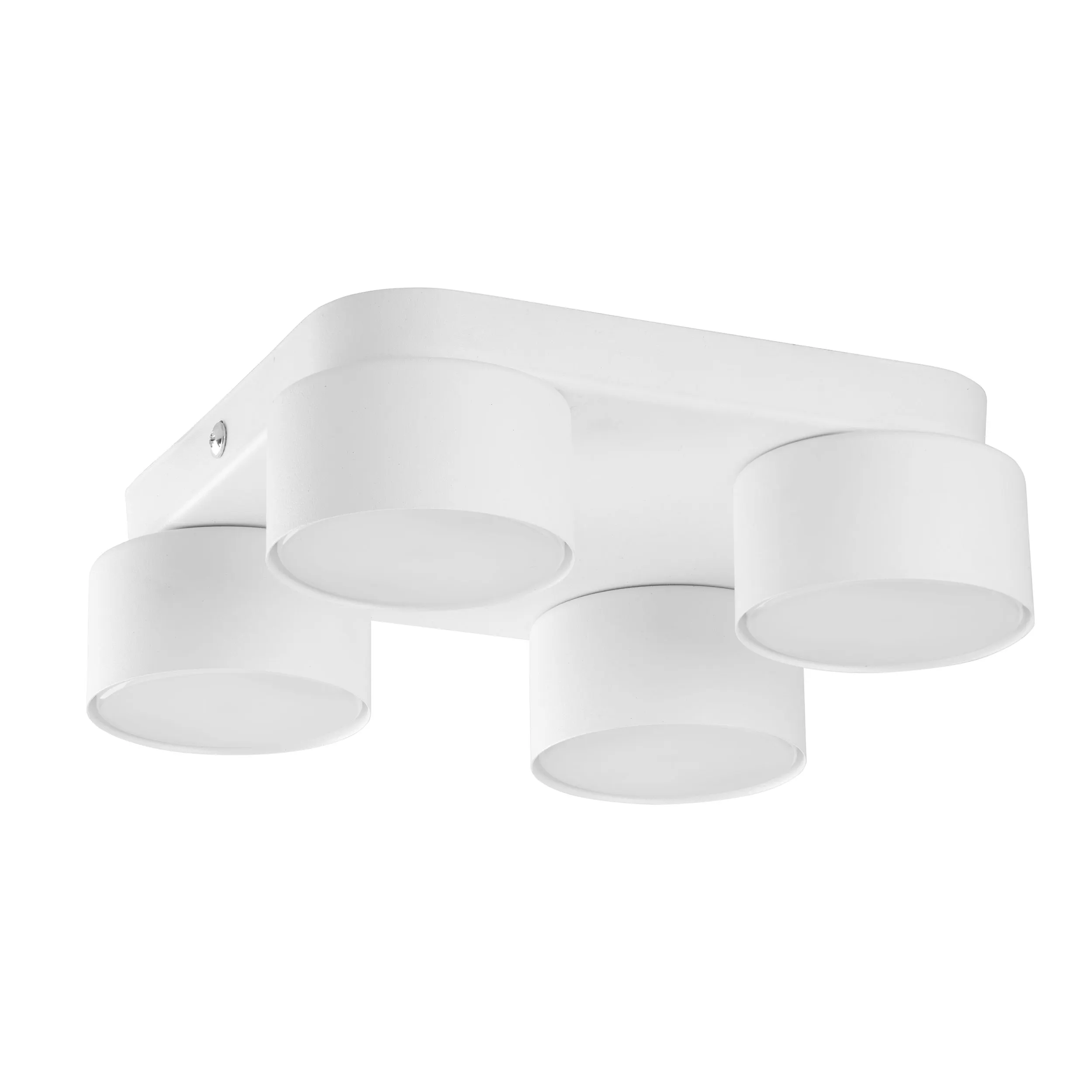 Lampa sufitowa SPACE biała na prostokątnej podstawie okrągłe 4 klosze 22x6cm