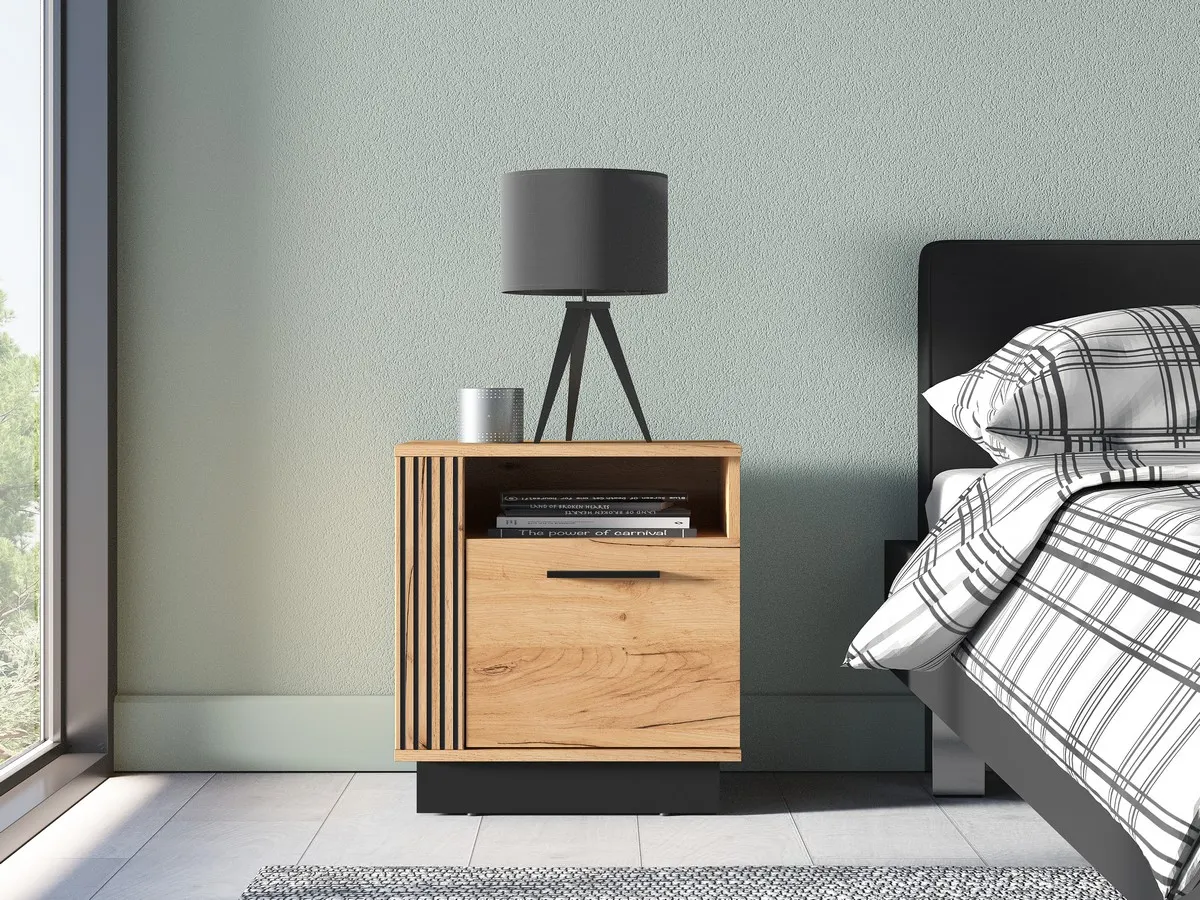 Szafka nocna 1-drzwiowa URSO 09 craft złoty-czarny - 1URSO09-001