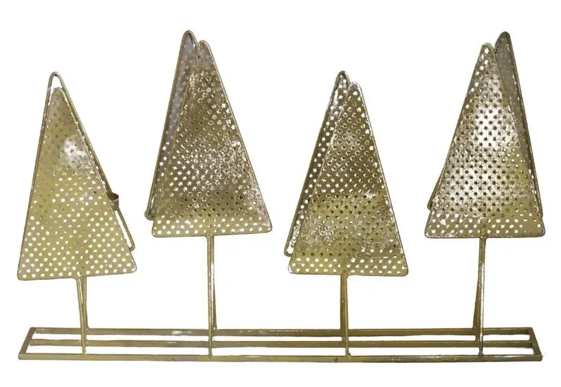 Świecznik adwentowy metalowy CHOINKI złoty Świecznik adwentowy metalowy CHOINKI złoty