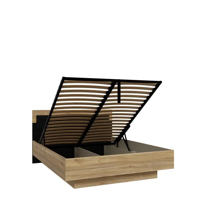 Łóżko ze stelażem BADERNA 160X200 - dąb mauvella, czarny - BDNL1162-M635