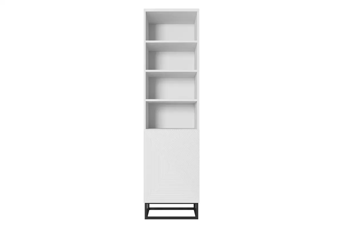 Regał ASHA 50 1D - czarny mat - dąb artisan - czarny stelaż- ryflowany front — zdjęcie 2