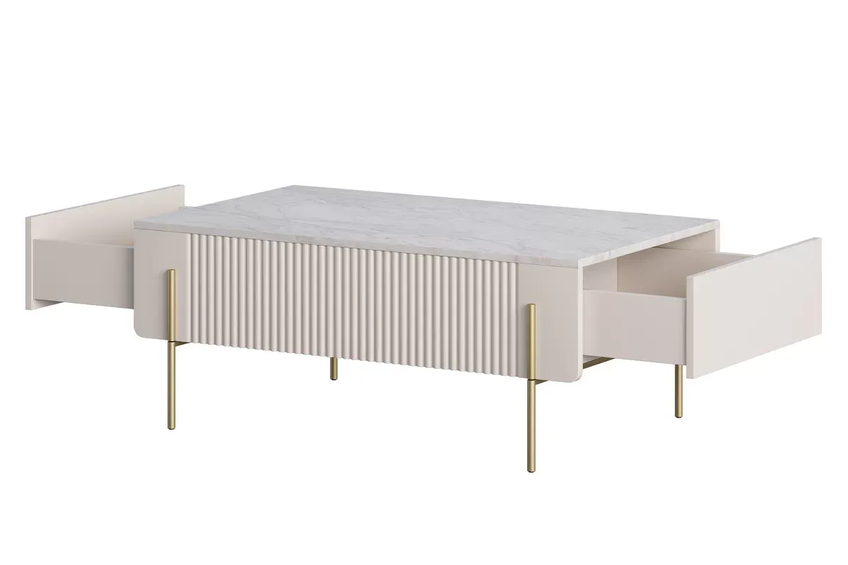 MALMI Ława 100 2SZ - cashmere / crema bianca / złote nogi - B_162306