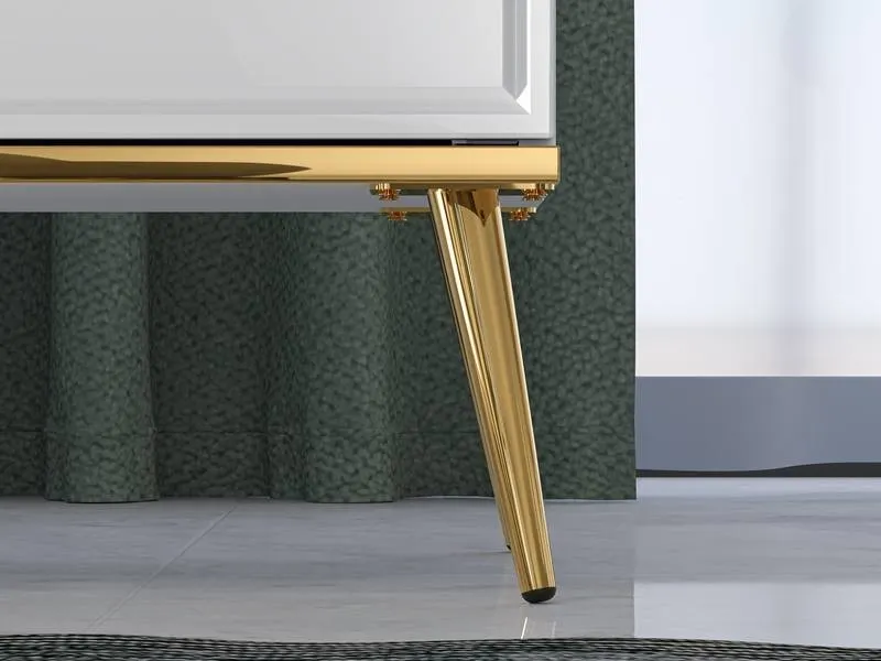 Komoda 2-drzwiowa z 3 szufladami GOLDIN 04 biały połysk na złotych nogach - 1GOLD04-001