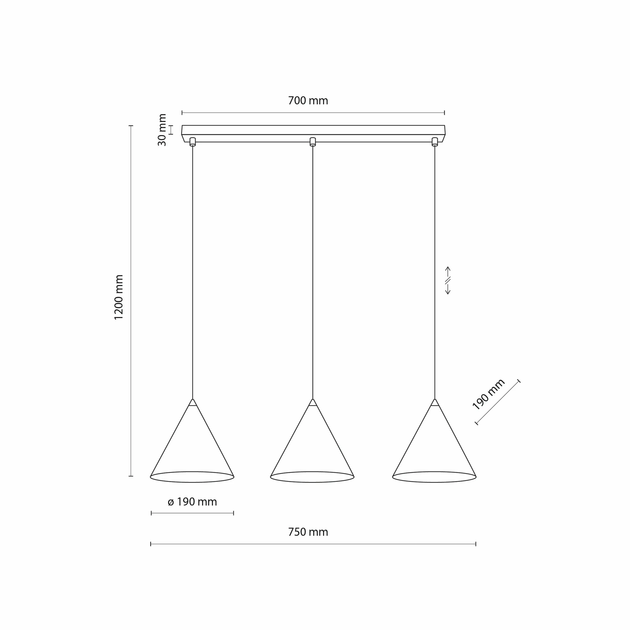 Lampa wisząca CONO biała 120x76x19cm - TK_10011