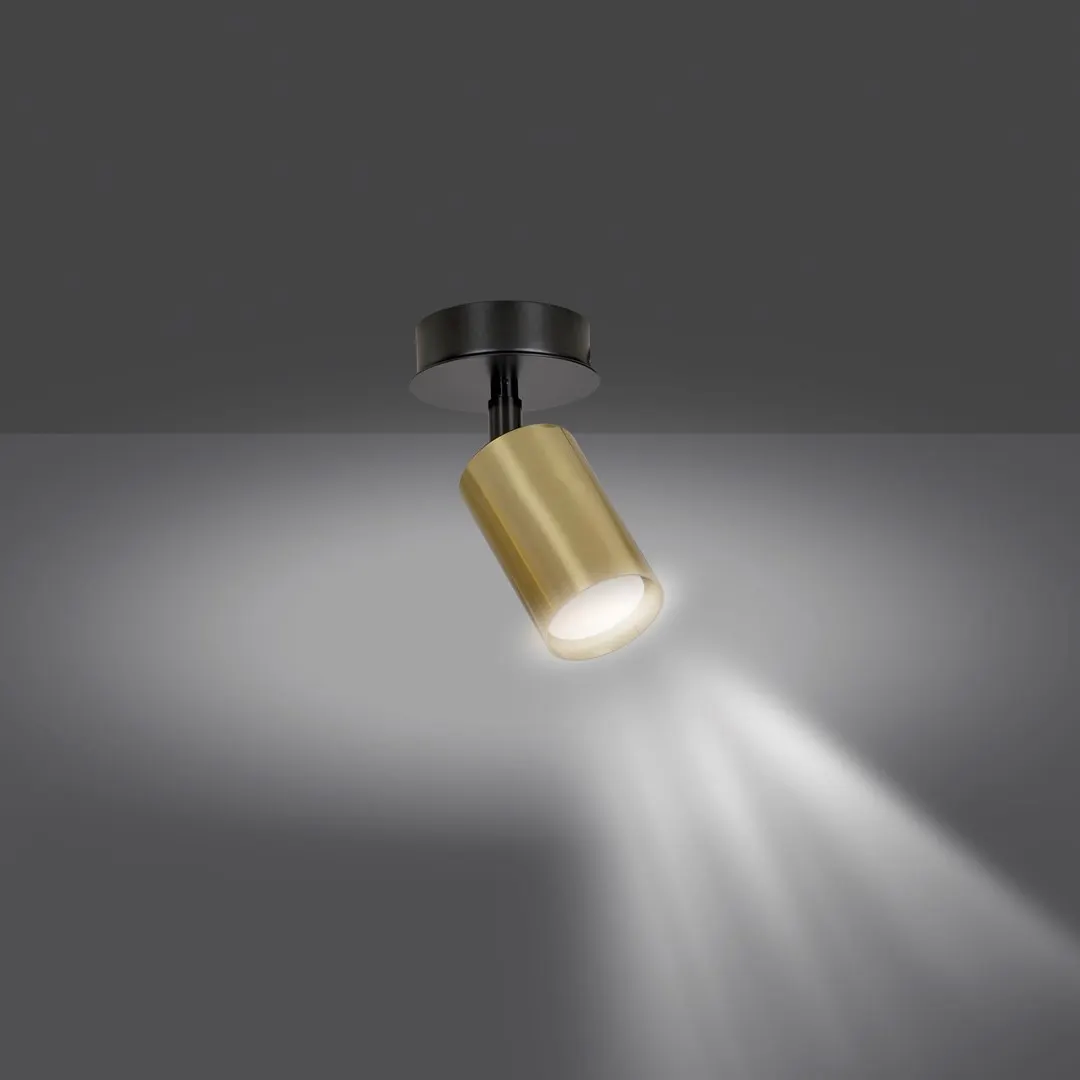 lampa sufitowa, kinkiet, lampka punktowa, złoty kolor, metalowy materiał