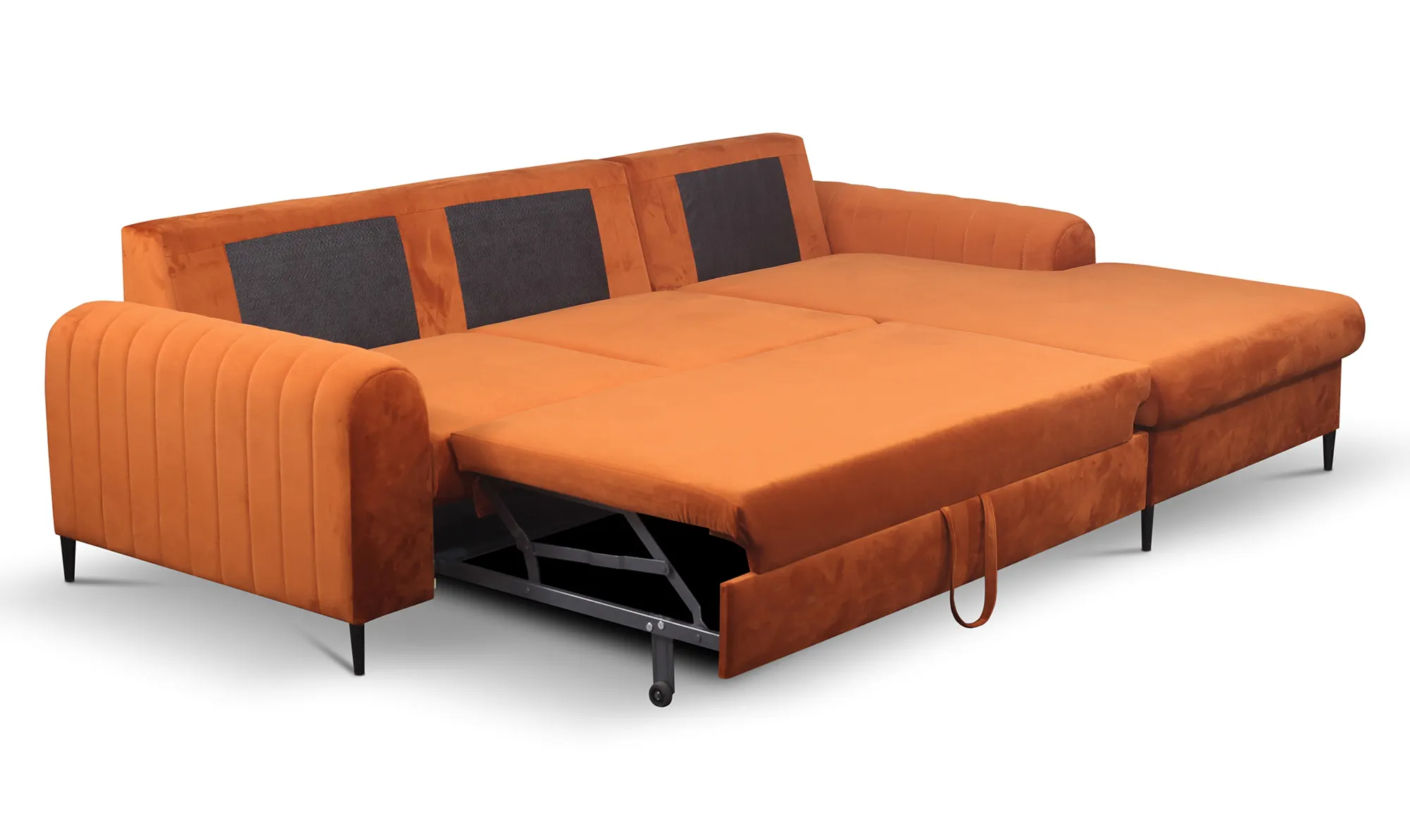 Narożnik rozkładany z pojemnikiem MONACO VELLUTO 251 cm prawy ceglasty - MONACO_NAR_VELLUTO33_P