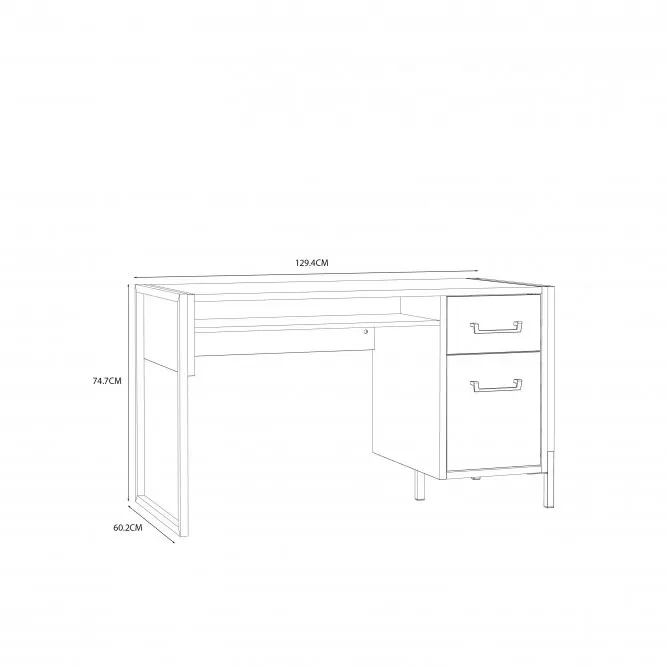 Biurko z szafką i szufladą ORIENTAL TREE Dąb Bartex, czarny - HUDB212R-M524