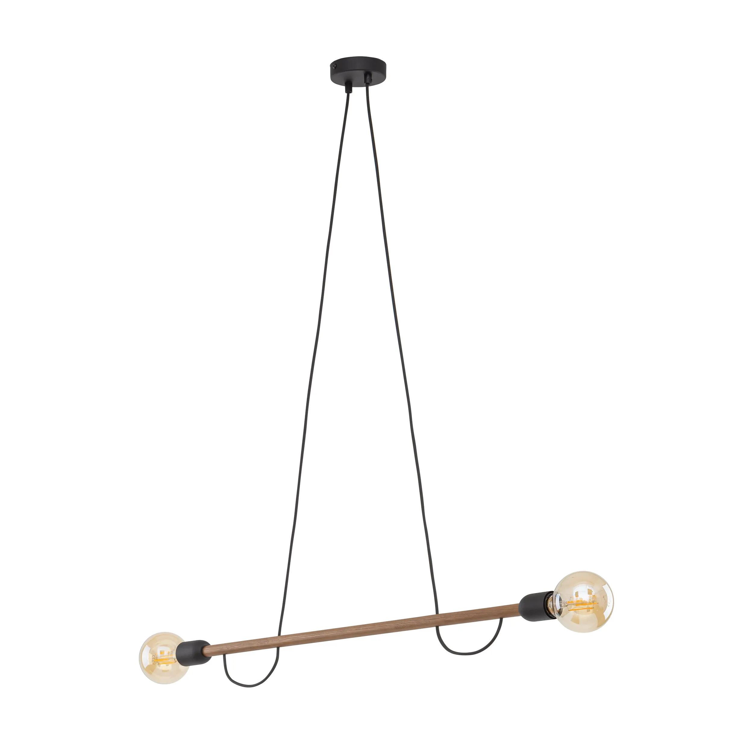 Lampa wisząca HELIX czarna z orzechową drewnianą belką 130x93x10cm