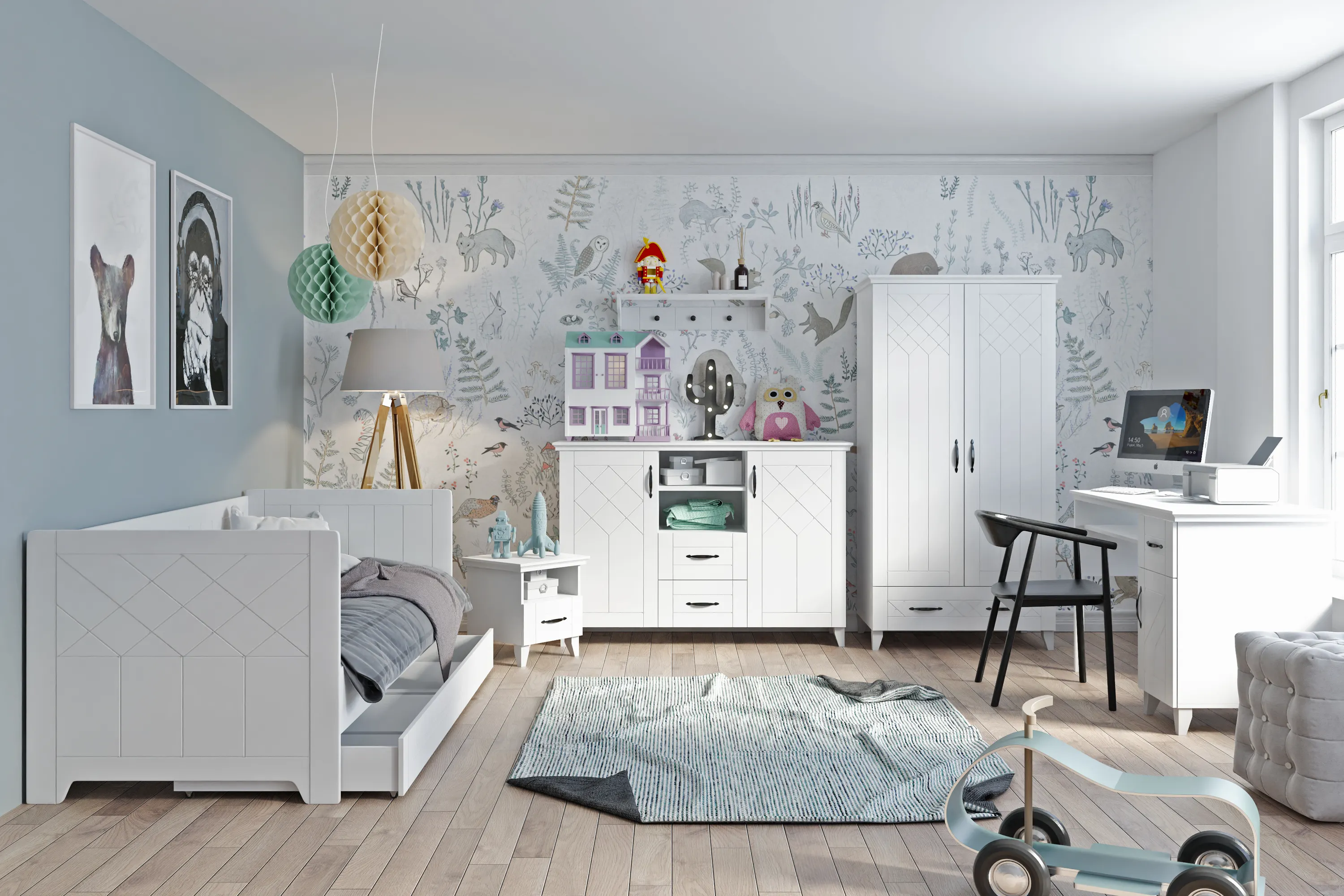 Szafa 2-drzwiowa z szufladą CLASSIC 95x185 biała - BAN_CLA-1