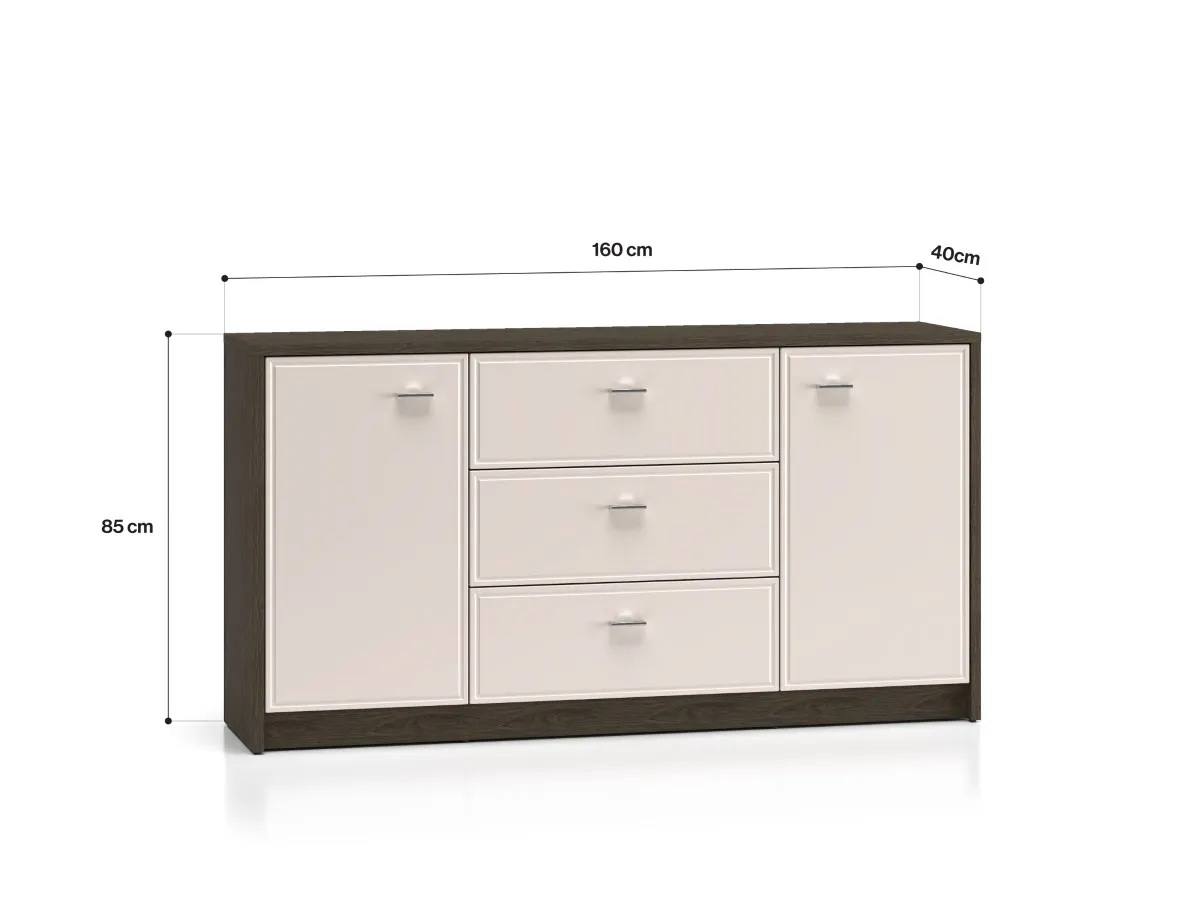 Komoda 2-drzwiowa z szufladami AVANTE 160x85 kaszmir dąb Windmill - 1AVAN04-001