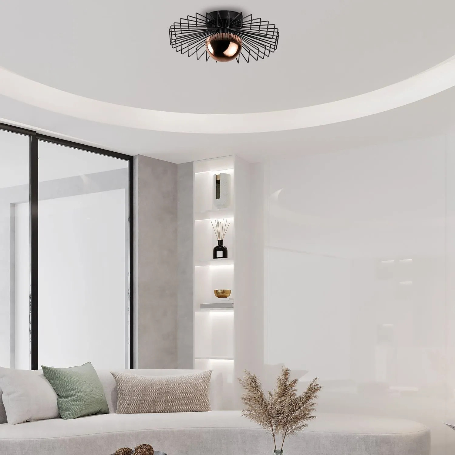 Żyrandol plafon ażurowy KAYA M czarny złoty - ASI_892OPV2432