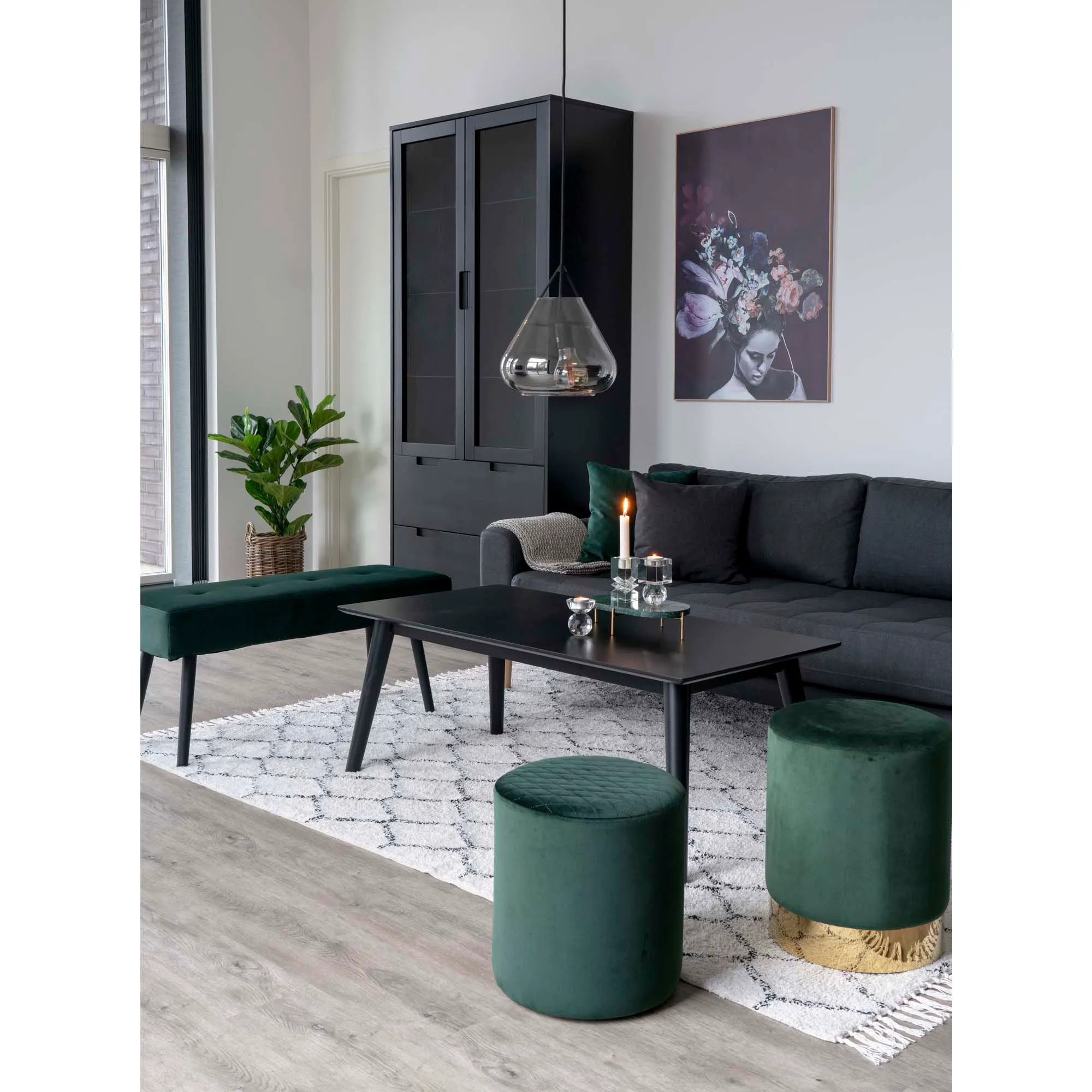 Pufa okrągła EJBY 34x36 Velvet Zielony - 1501104