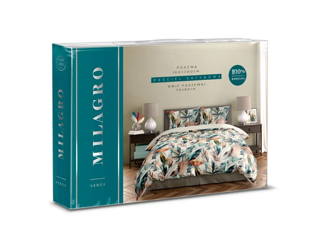 Pościel komplet MILAGRO VERDE 005 satyna bawełniana 160X200+2x70X80 zielona beżowa - FARO_29948