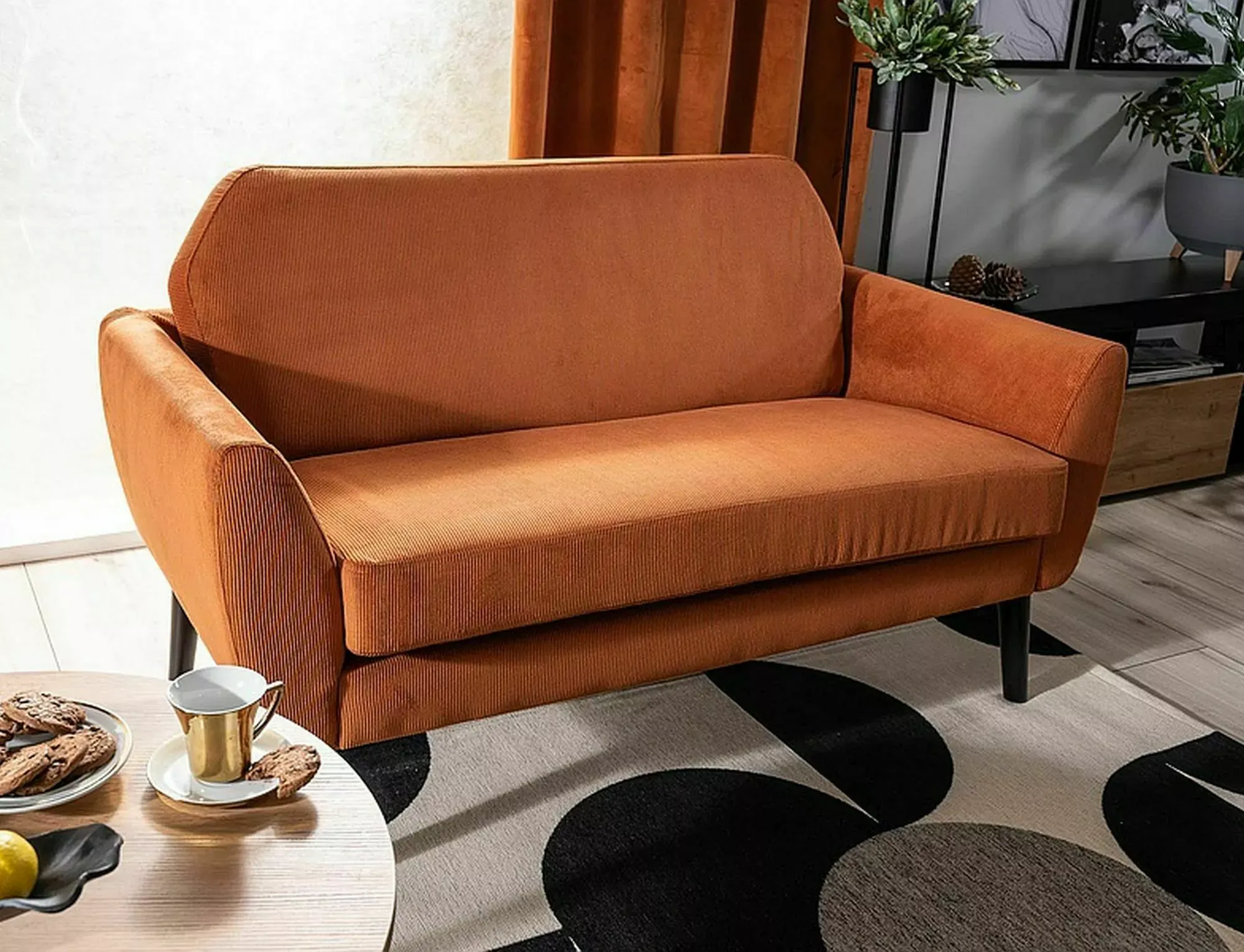 Sofa dwuosobowa MENA VELVET Bluvel 4215 cynamonowa wenge - MENAVCYW