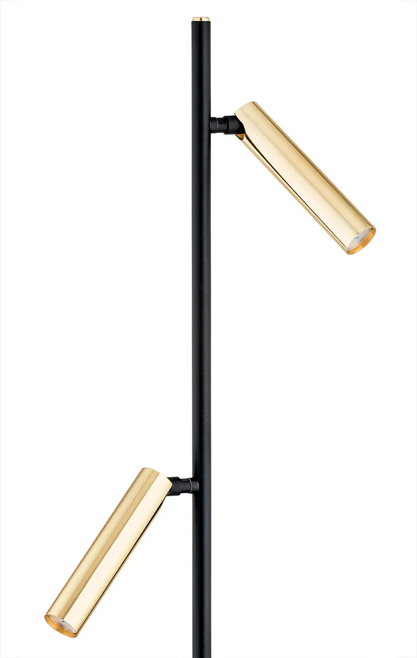 Lampa podłogowa TORRE metalowa czarna mosiądz regulowana 150x30cm - 7083