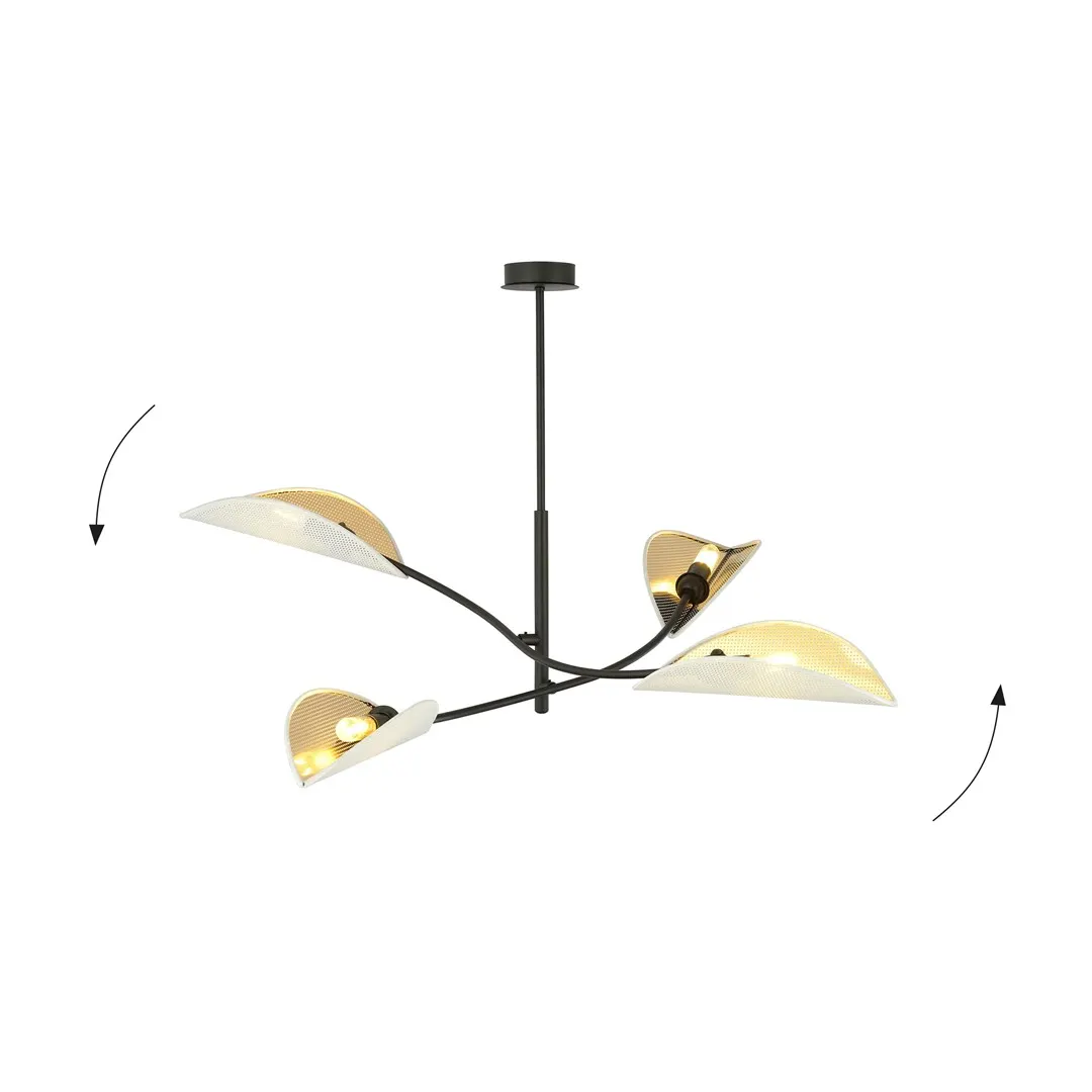 lampa sufitowa, lampa wisząca, czarna rama, metalowa konstrukcja, ramiona regulowane