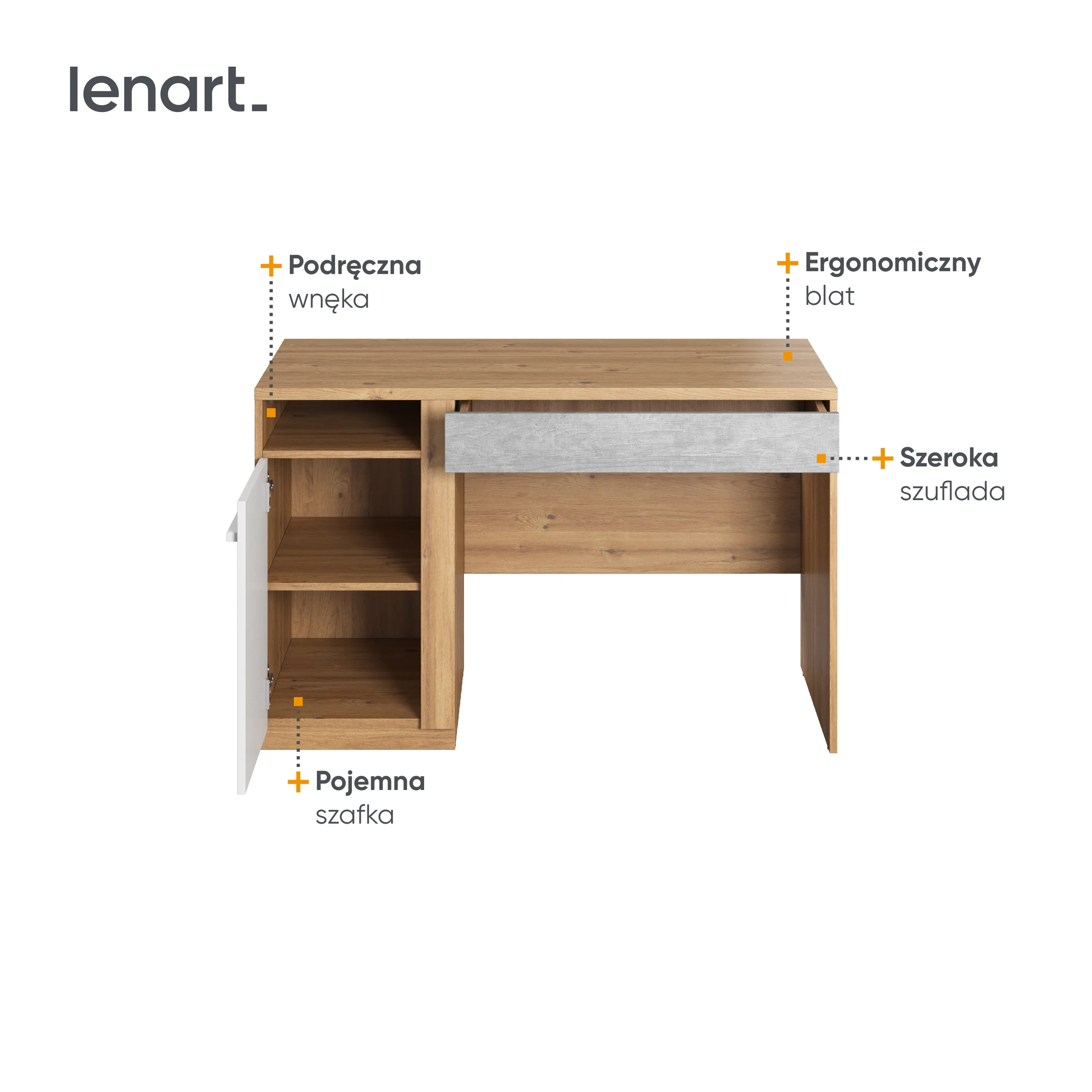 Biurko Plano PN-06 120cm dąb nash - PN6DBB