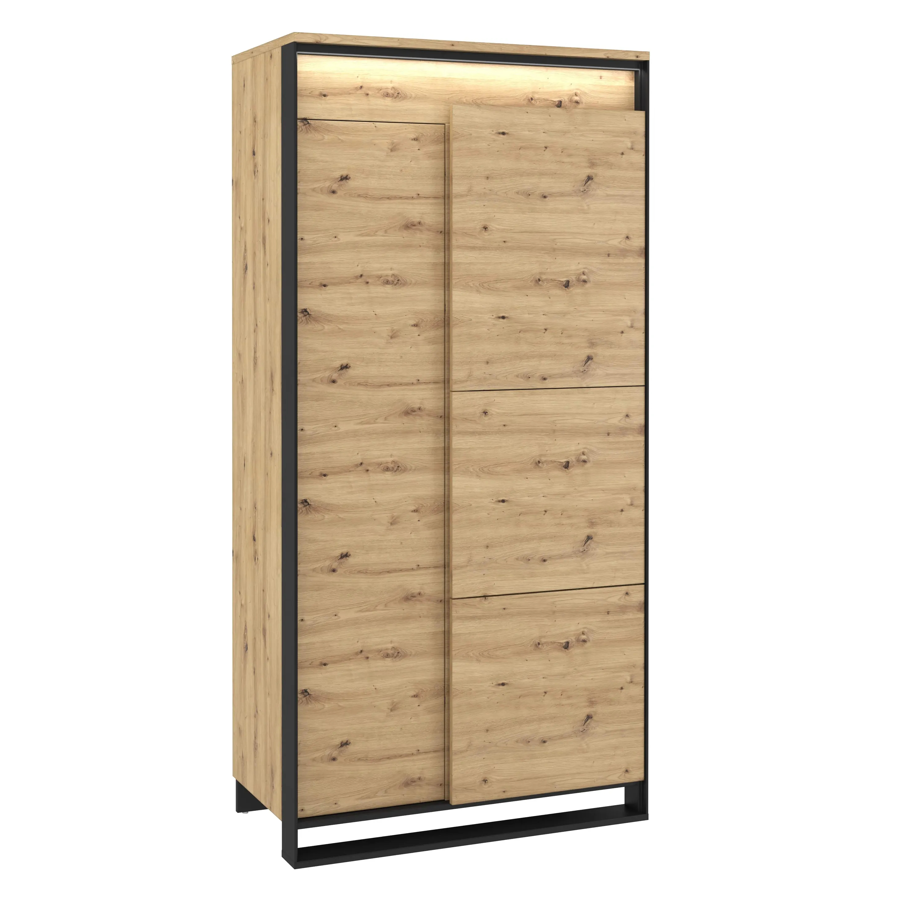Szafa 2-drzwiowa 95cm LED Quant QA-01 dąb artisan/czarna