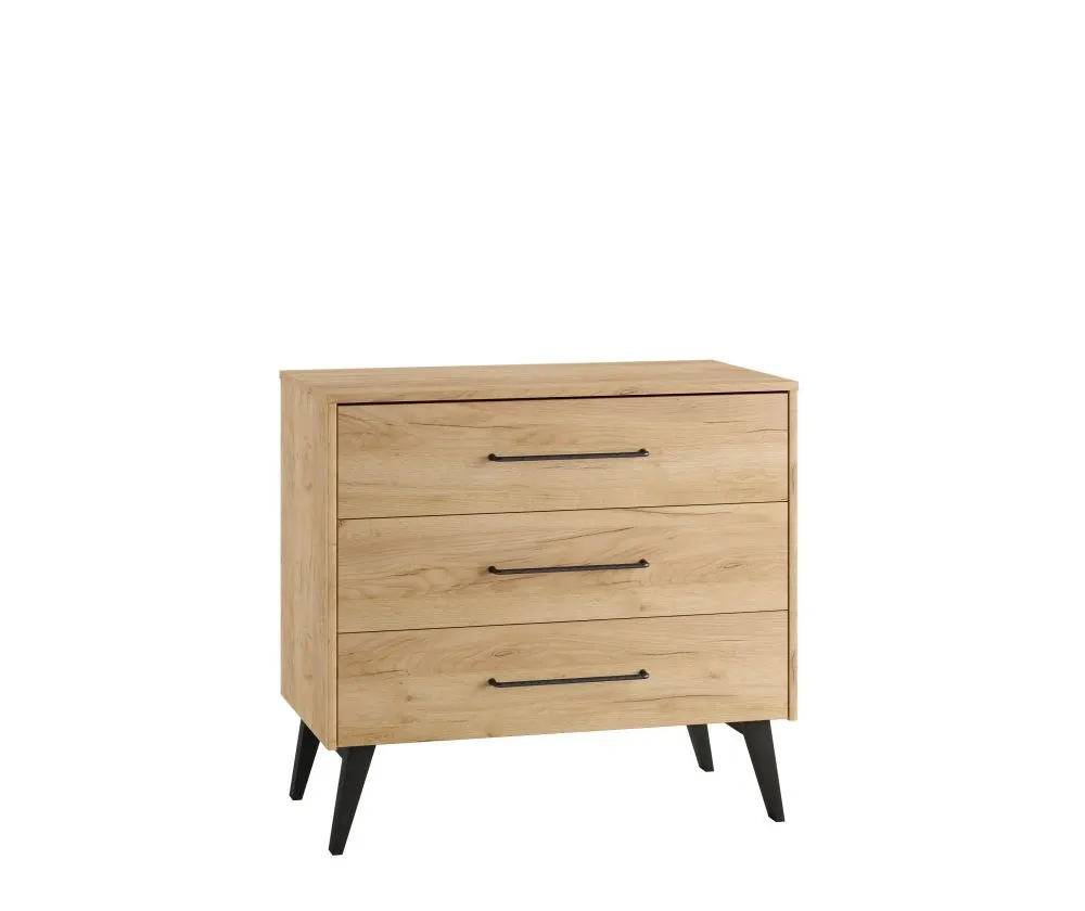 Komoda z 3 szufladami RETRO efekt drewna czarny