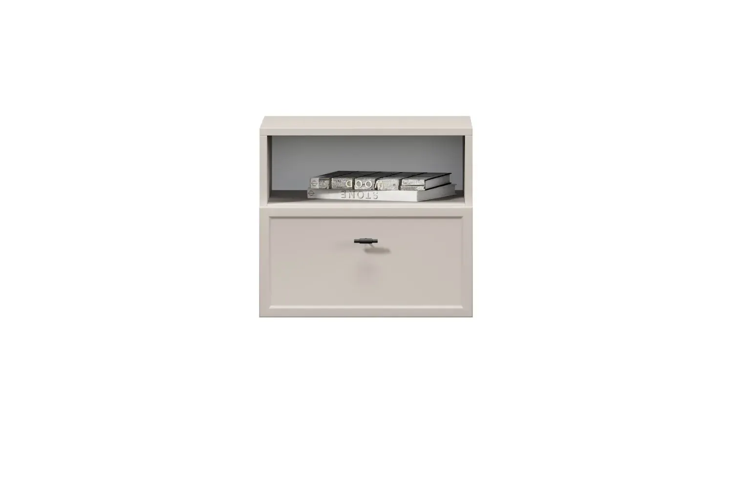 Szafka nocna wisząca z szuflada i półką LORINI 45 - cashmere uchwyt T-bar czarny - B_166699