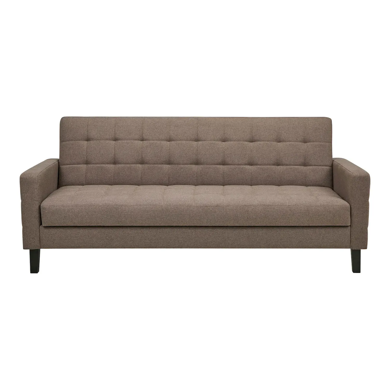 Sofa rozkładana MILTON 204cm pikowana brązowa czarne nogi - 1352010