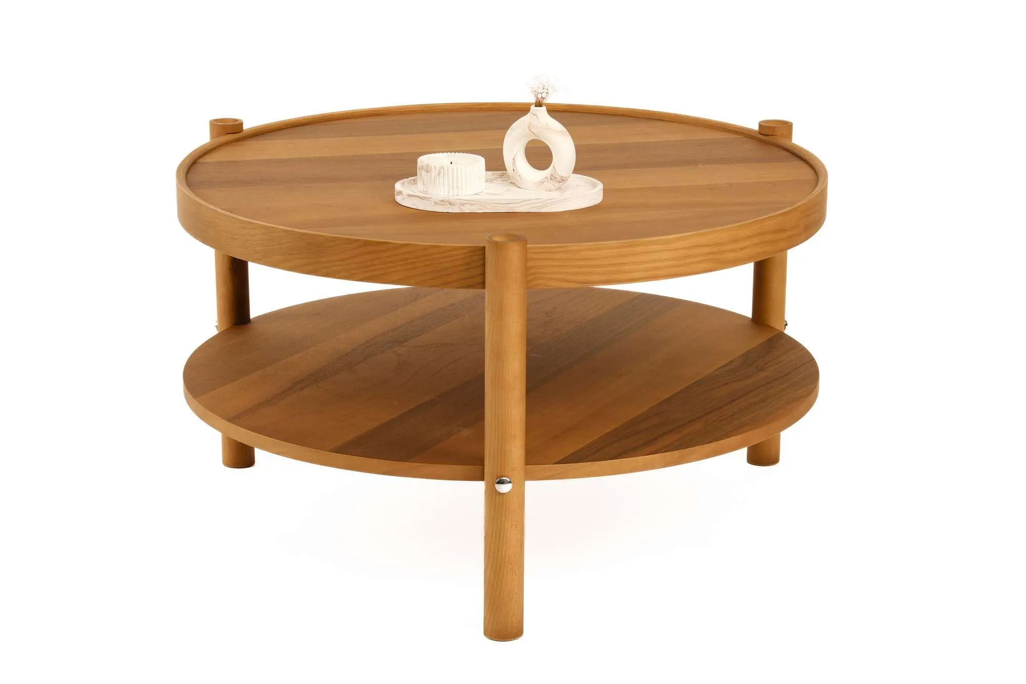 Stolik kawowy drewniany z półką MONZA FI 80 orzech - ASI_643MRL1102