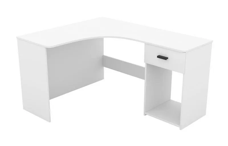 Biurko CORNER narożne białe z szufladą 155cx125x75cm