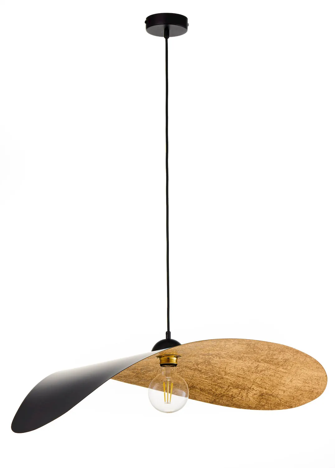lampa wisząca, kolor czarny, żarówka E27, podstawa sufitowa, konstrukcja wisząca