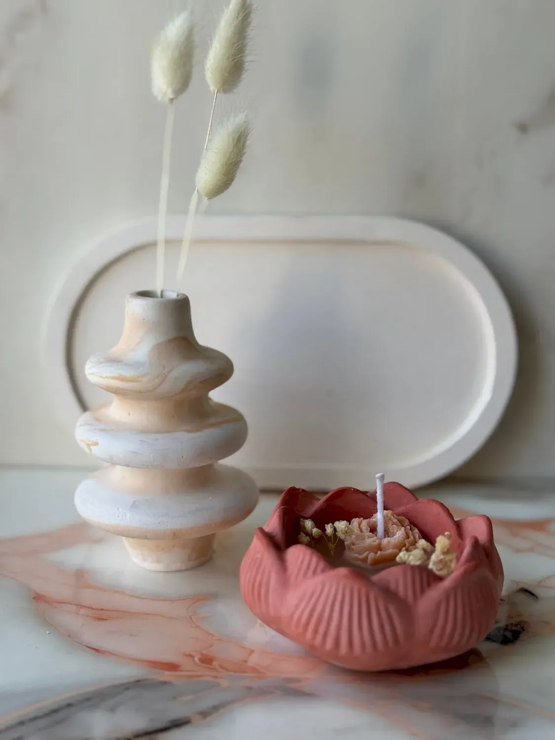 Zestaw świec sojowych (3 części) GLAMOUR CANDLE 33ST różowy biały - ASI_447FLD1146