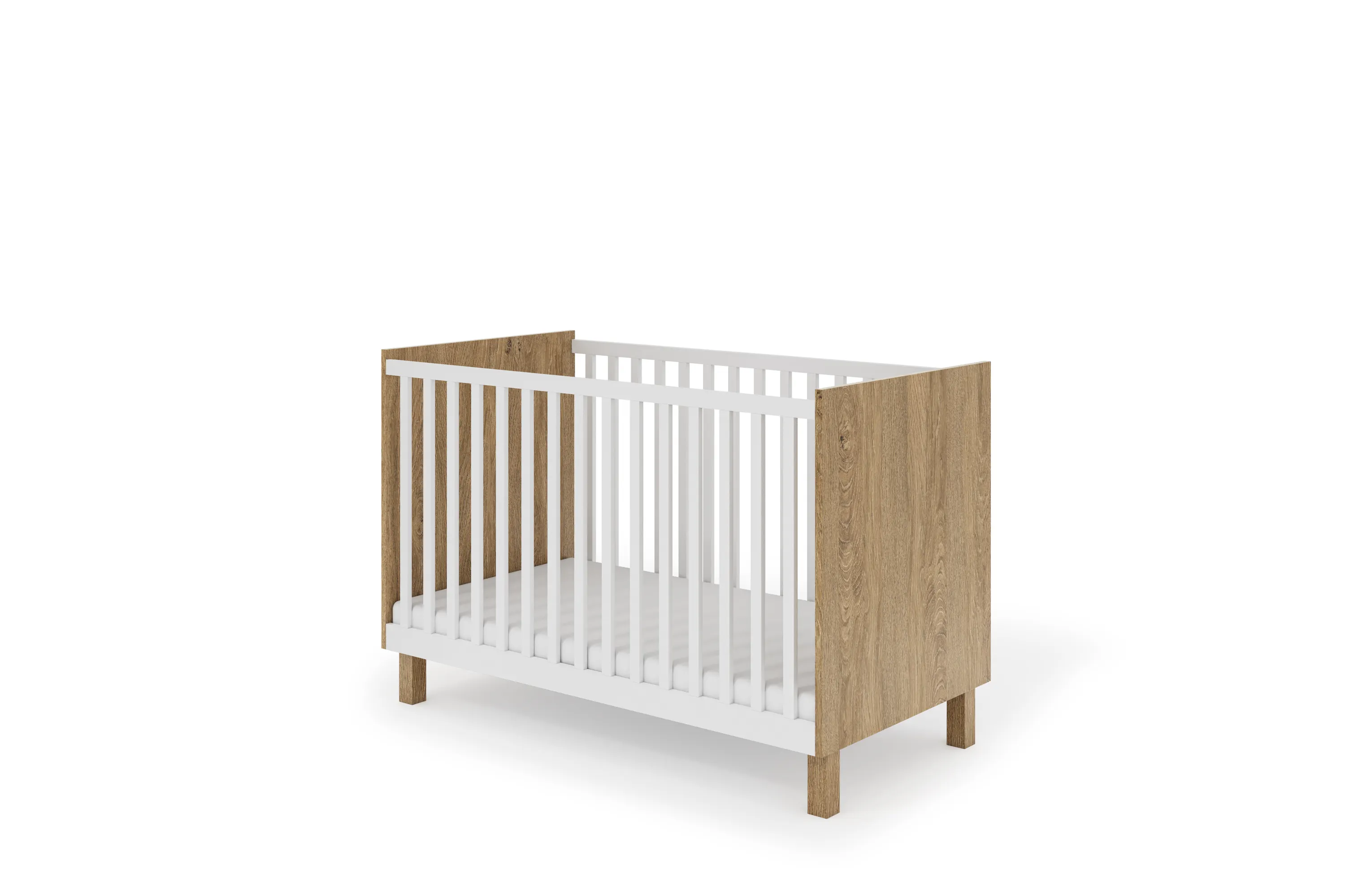 Łóżeczko niemowlęce MODERN 60x120 białe/dąb kamienny Łóżeczko niemowlęce MODERN 60x120 białe/dąb kamienny