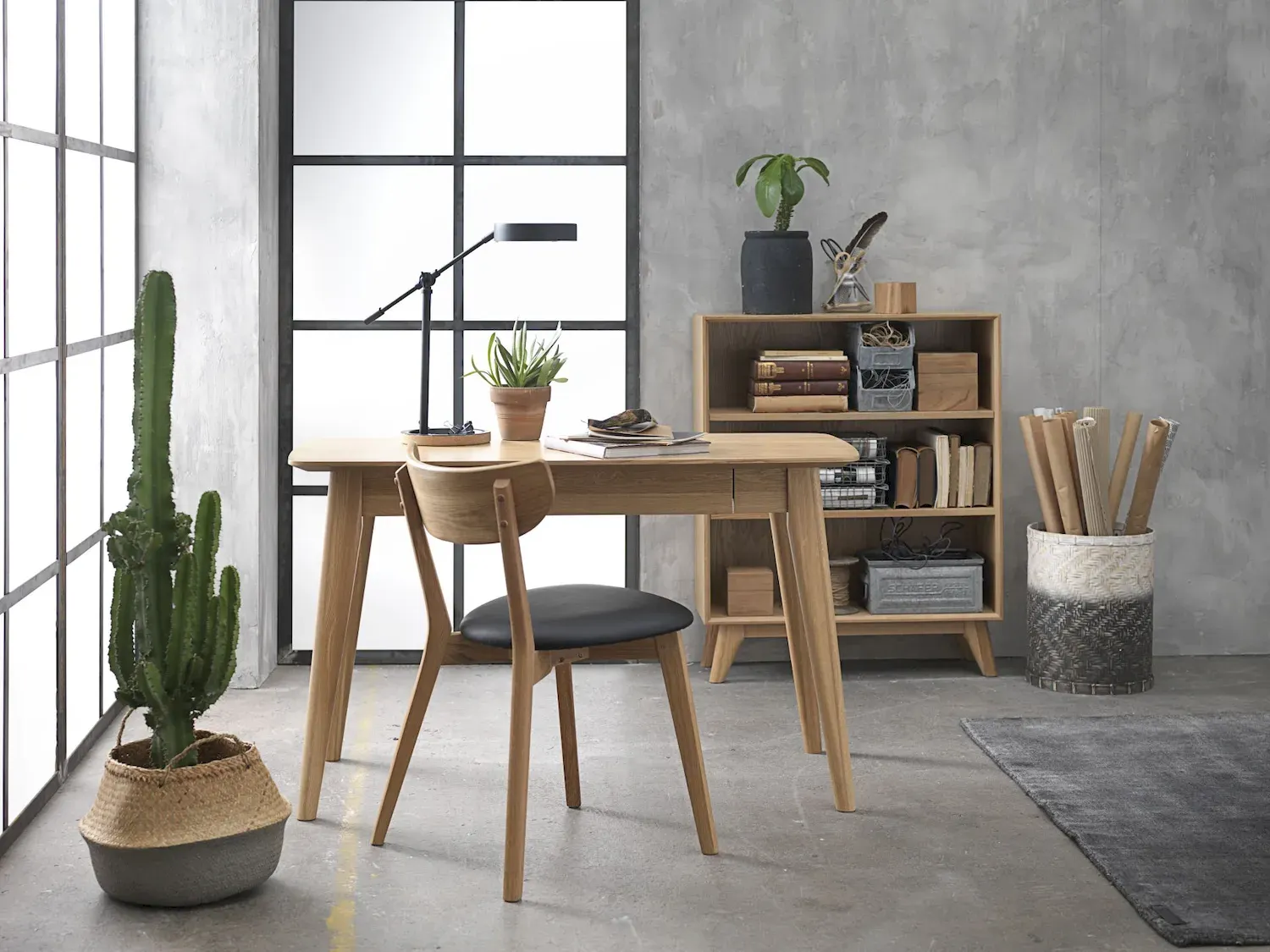 Krzesło drewniane PERO ekoskóra czarne/dąb naturalny - UN_26880202