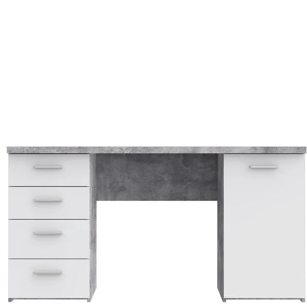 Biurko NET106 z szafką i 4 szufladami - biały, jasny beton - MT926-C264