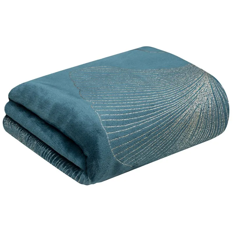 Koc z błyszczącym nadrukiem GINKO1 150X200 cm Niebiesk - EU_380869