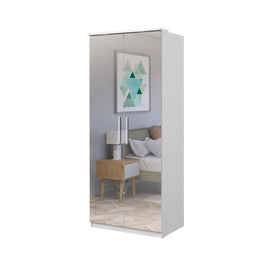 Szafa 2-drzwiowa z lustrem OPTIMA 90cm biała - 2497KL58