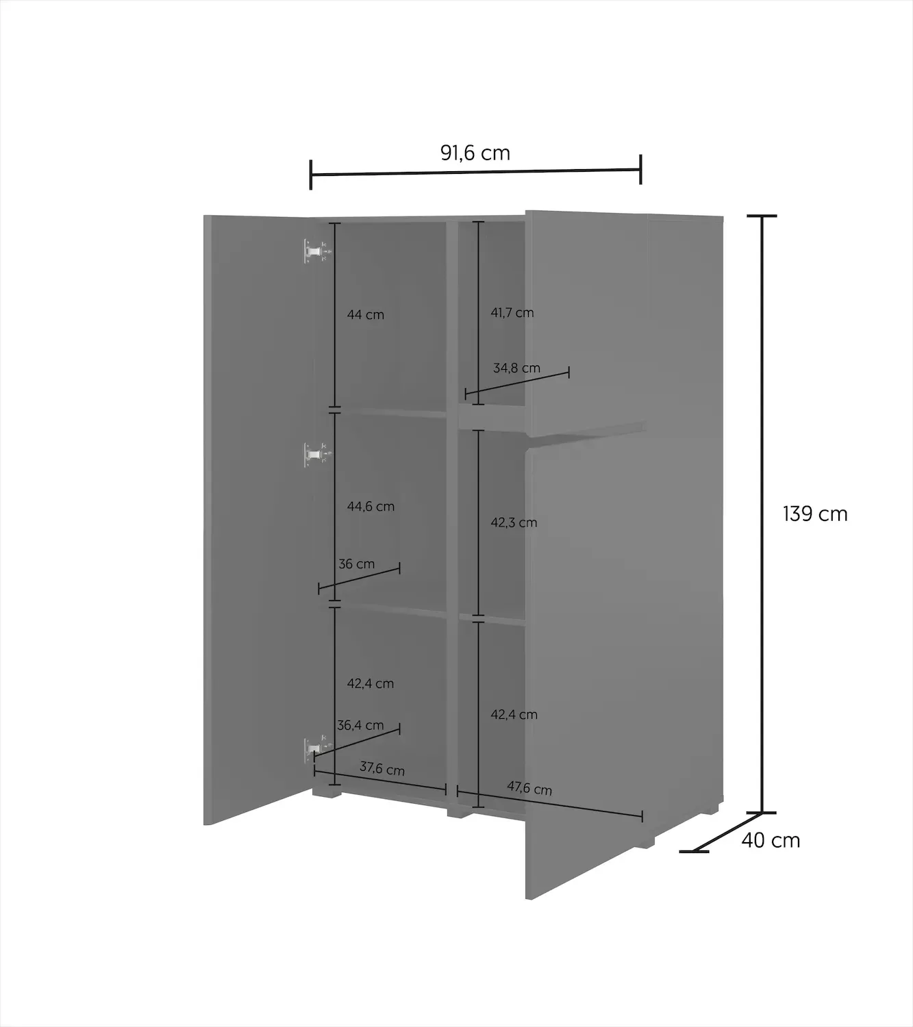 Komoda wysoka 3-drzwiowa ASYMETRIC czarny onyks - 24W3OA46