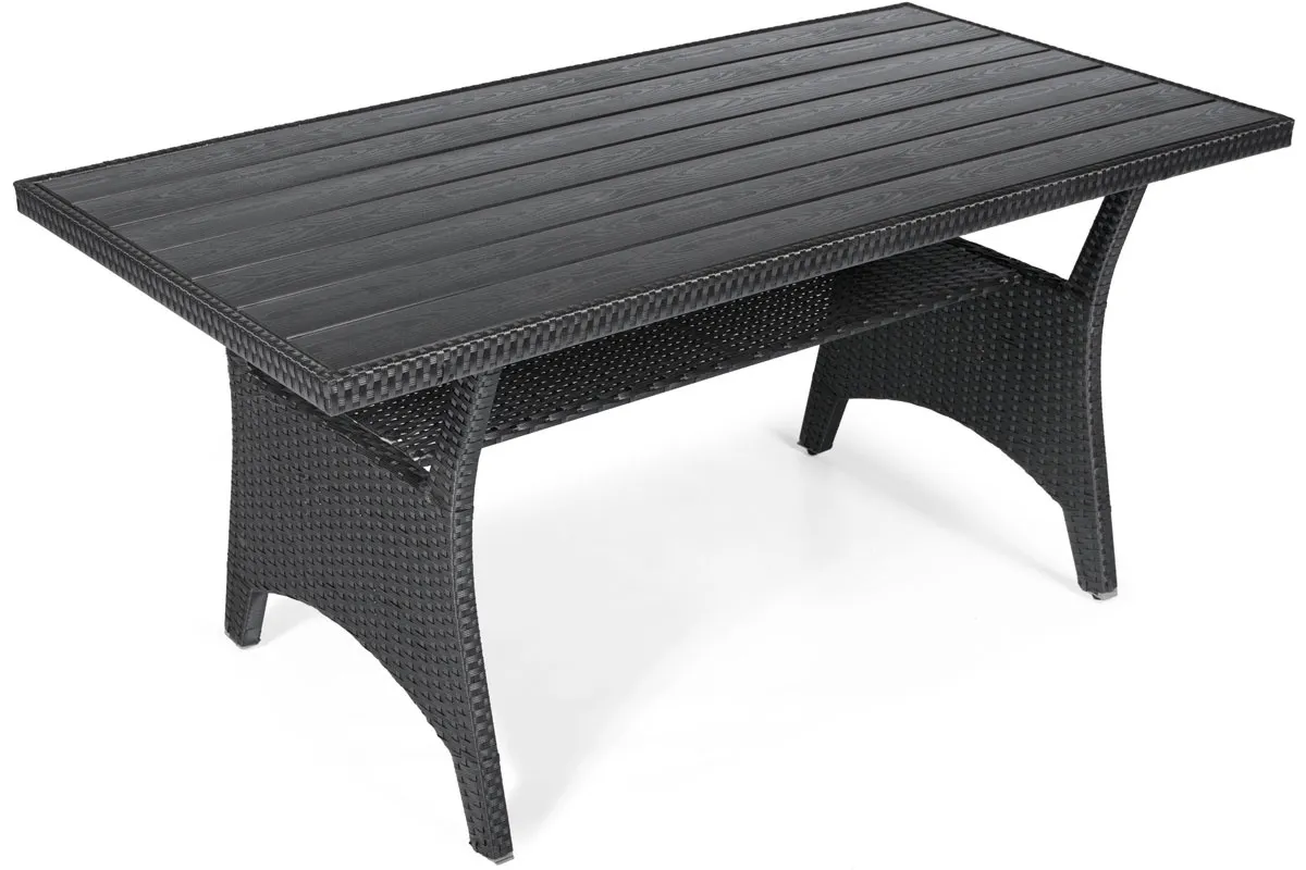 Narożnik ogrodowy wypoczynkowy SZTOKHOLM ze stołem technorattan czarny - FE5906480909794