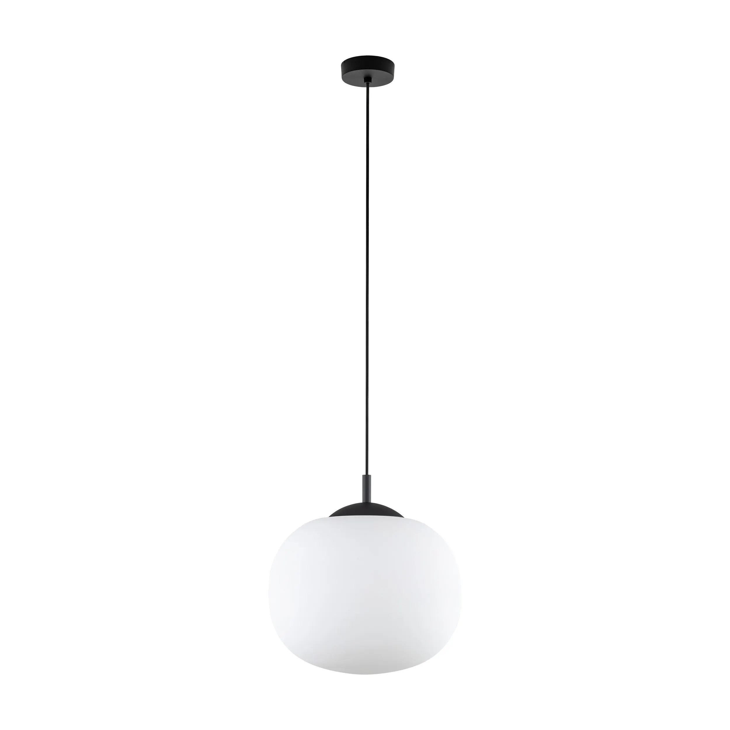 Lampa wisząca VIBE czarna z białym okrągłym szklanym kloszem 175x35cm - TK_4804
