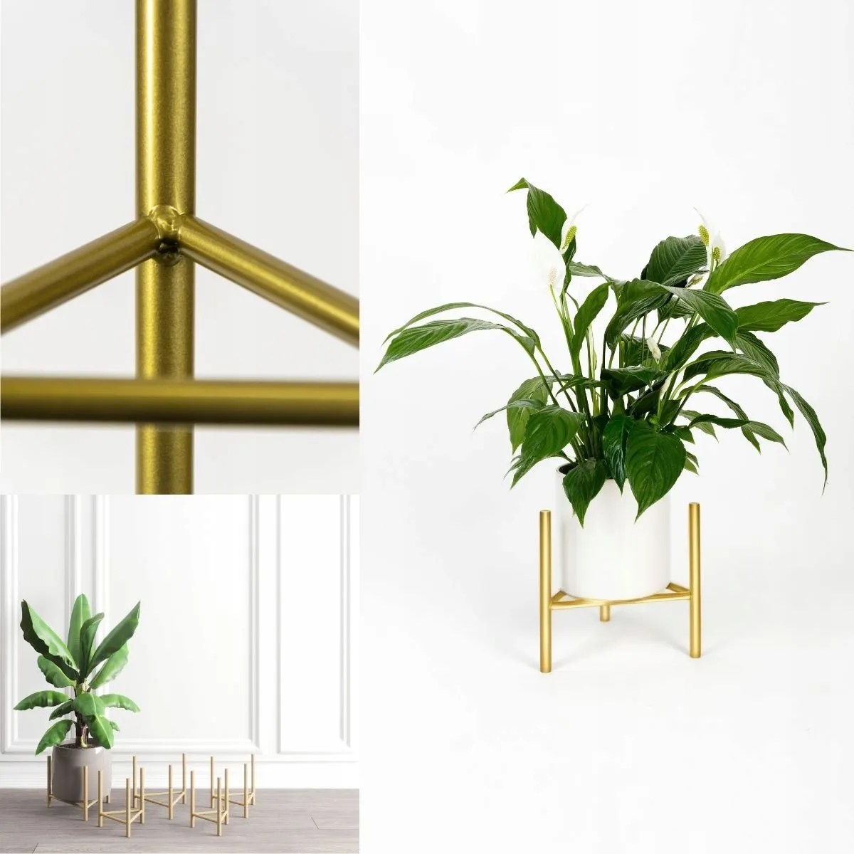 Kwietnik-stojak na donice metalowy DIJON L złoty - LD_TZ000057