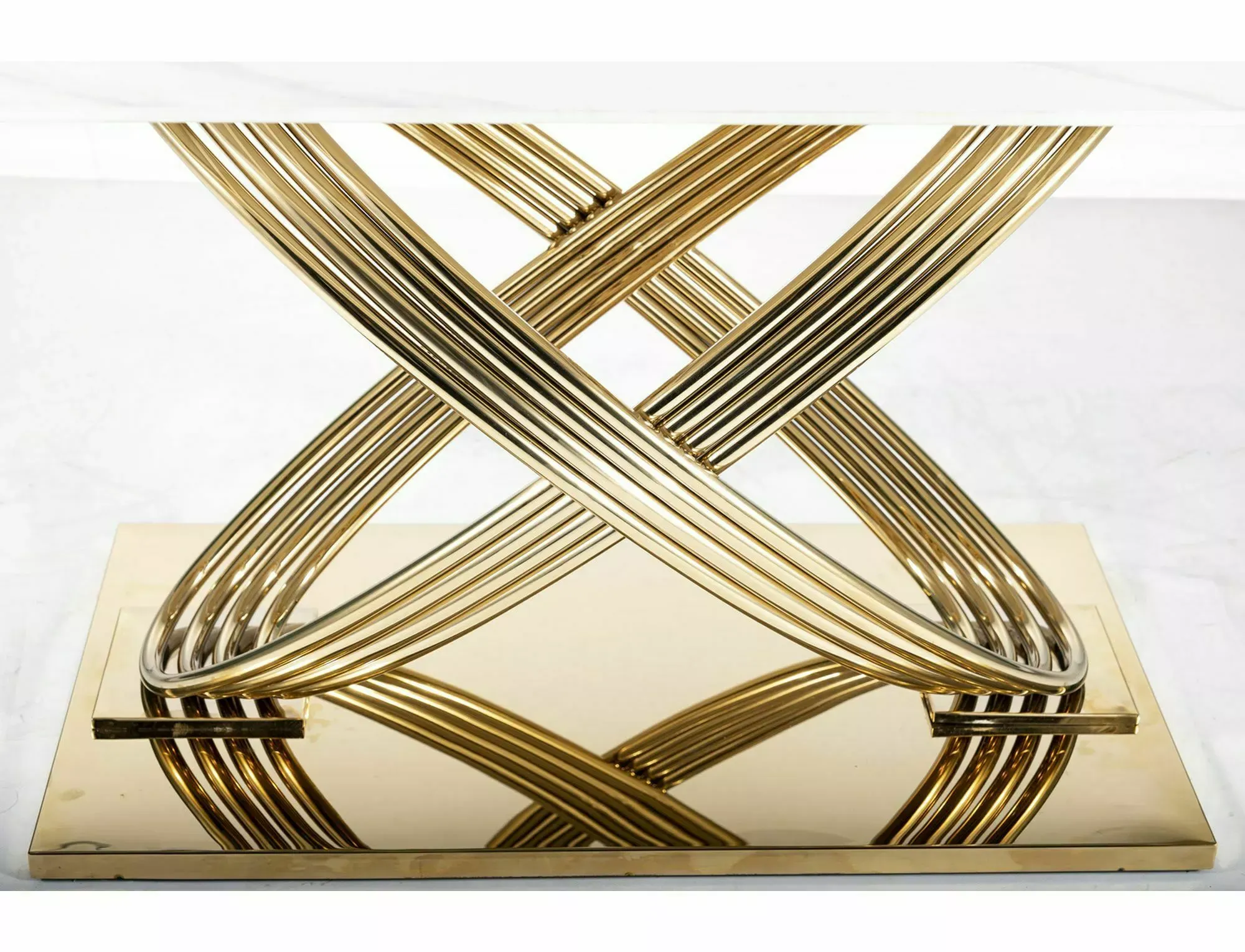 Stół nierozkładany HERMES 90x160 efekt marmuru biały połysk stelaż złoty - HERMESBZL160