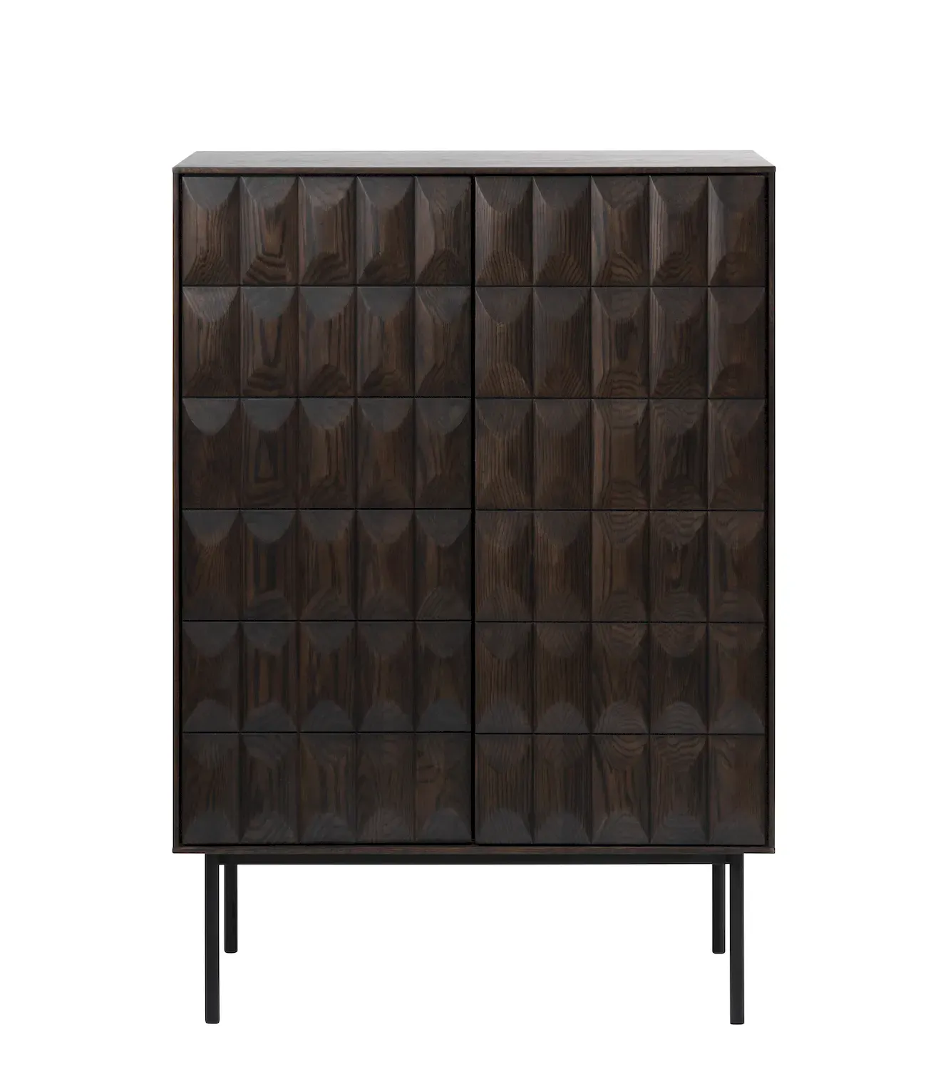 Komoda wysoka- barek LATINA 2-drzwiowa z 2 szufladami - ciemny efekt drewna - UN_42093186