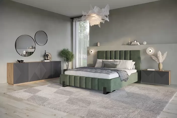 Szafka wisząca ASHA 40 1D - szara - dąb artisan - ryflowany front - B_57616