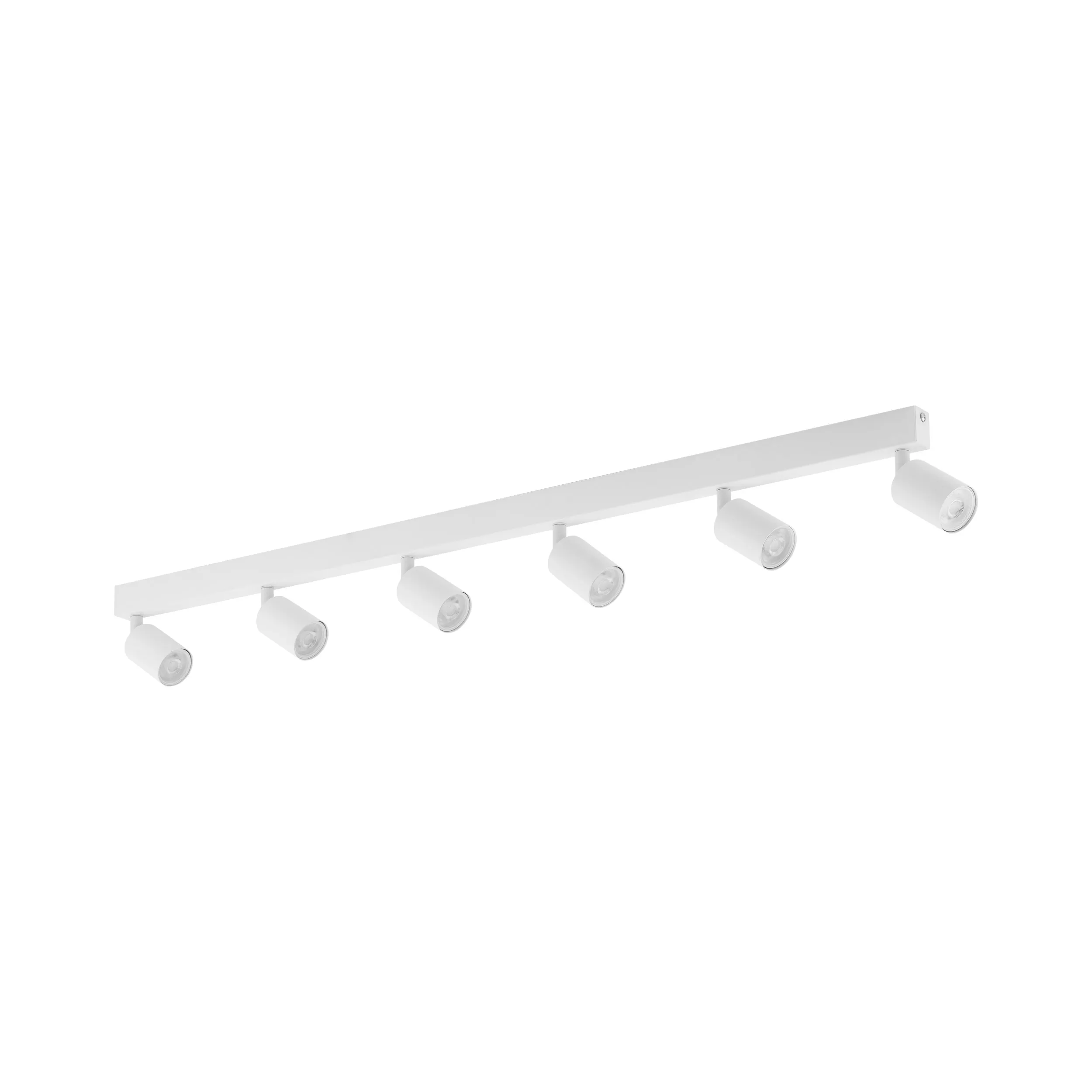 Lampa sufitowa TOP biała na metalowej listwie 6 regulowanych reflektorów 127x17x15cm