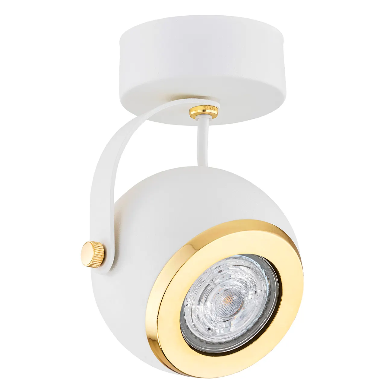 Plafon kinkiet KOS PLUS metalowy biały mosiądz regulowany 15x10 cm - 4901