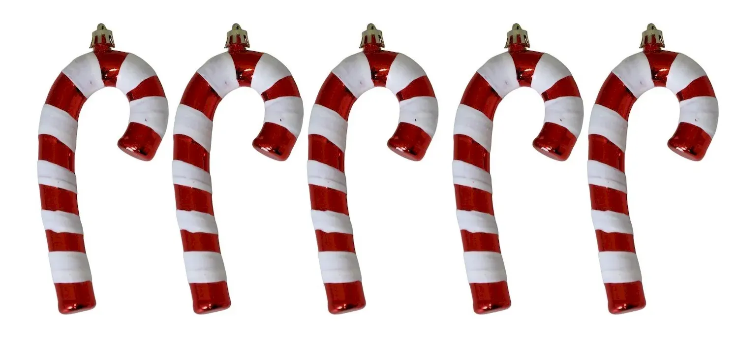 Komplet 5 lasek cukrowych na choinkę 9018 czerwono-białe