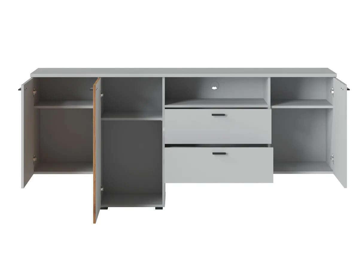 Komoda 3-drzwiowa z 2 szufladami 3D2S ALVERNO ALVK01 Szary, Dąb Coast Evoke, Nadruk - 6000000013232